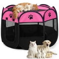 thumbnail image 1 of DOMIPET Dog Playpen Cat Tent Puppy Playpen, Pop-Up Enclosure Dog Cage Foldable Pet Exercise Pen Indoor Outdoor Travel Camping Use, Chicken Brooder with Cover, Mesh Breathable Small Animal Playpen Pe, 1 of 5
