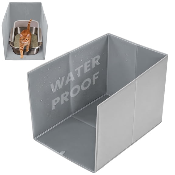 Cat Litter Box Enclosure Splash Guard with Removable Mat, Foldable Waterproof Litter Box Enclosure Guard Barrier, High Sided Pet Litter Box Shield, Lightweight Litter Pan Splashprevent