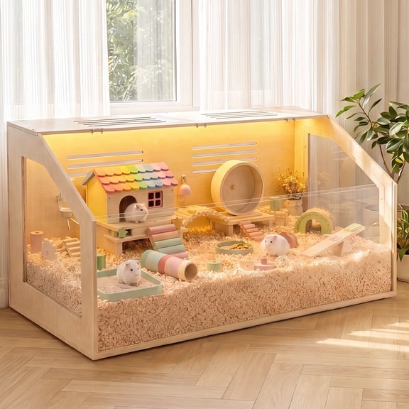 DOMIPET Hamster Cage Chewproof, 40Inch Large Hamster Cages and Habitats for Guinea Pig Cage, Rat Cage, Gerbil Cage, Mouse Cage, Openable Top with Acrylic Sheets, Solid Built