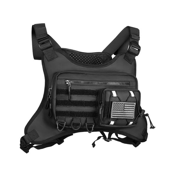 Sports Chest Bag for Men Water Resistant Lightweight Front Running Vest Bag With Phone Holder & Extra Storage for Workouts Cycling Black