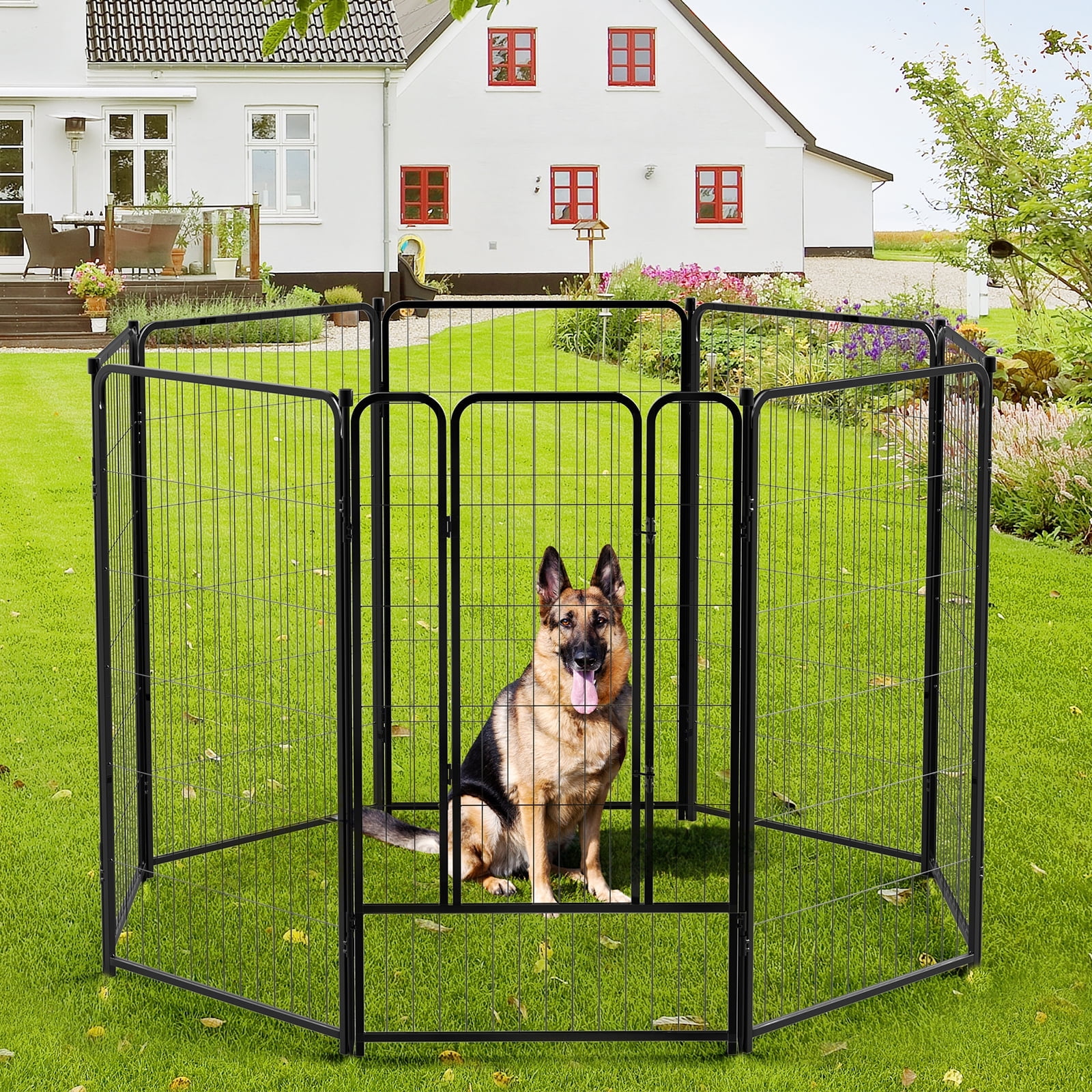 DOMQGA Heavy Duty Metal Dog Playpen Outdoor/Indoor,8 Panels 45Inch — free download