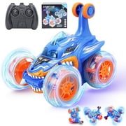 DOMQGA RC Stunt Car, Remote Control Shark Car for Kids Wheels Lights & 360° Flips,for Boys Girls Birthday Gift