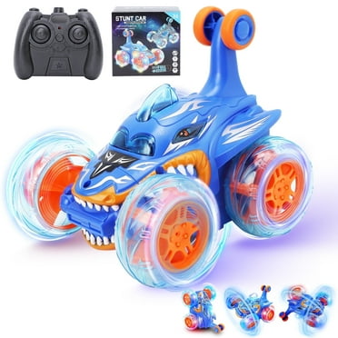 DOMQGA RC Stunt Car, Remote Control Shark Car for Kids Wheels Lights & 360° Flips,for Boys Girls Birthday Gift