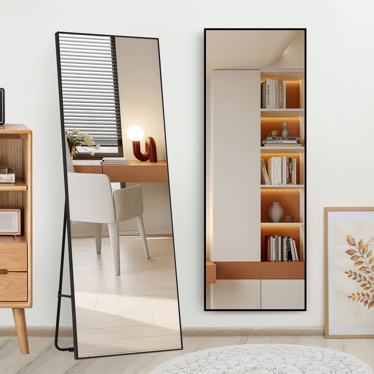 DOMQGA Rectangle Full Length Mirror 64"x21" Standing Floor Mirrors ...