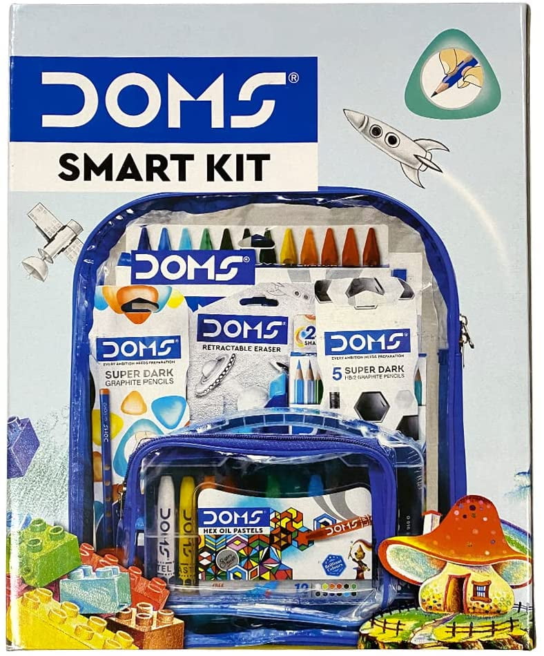 DOMS Pencil Smart Kit WITH TRANSPARENT ZIPPER BAG