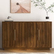 DOMVARANIQUE 55" Buffet Cabinet, Modern Fluted Sideboard with 4 Doors, Walnut