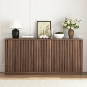 DOMVARANIQUE 62.6" Walnut Buffet Cabinet, 4-Door Sideboard with Shelves
