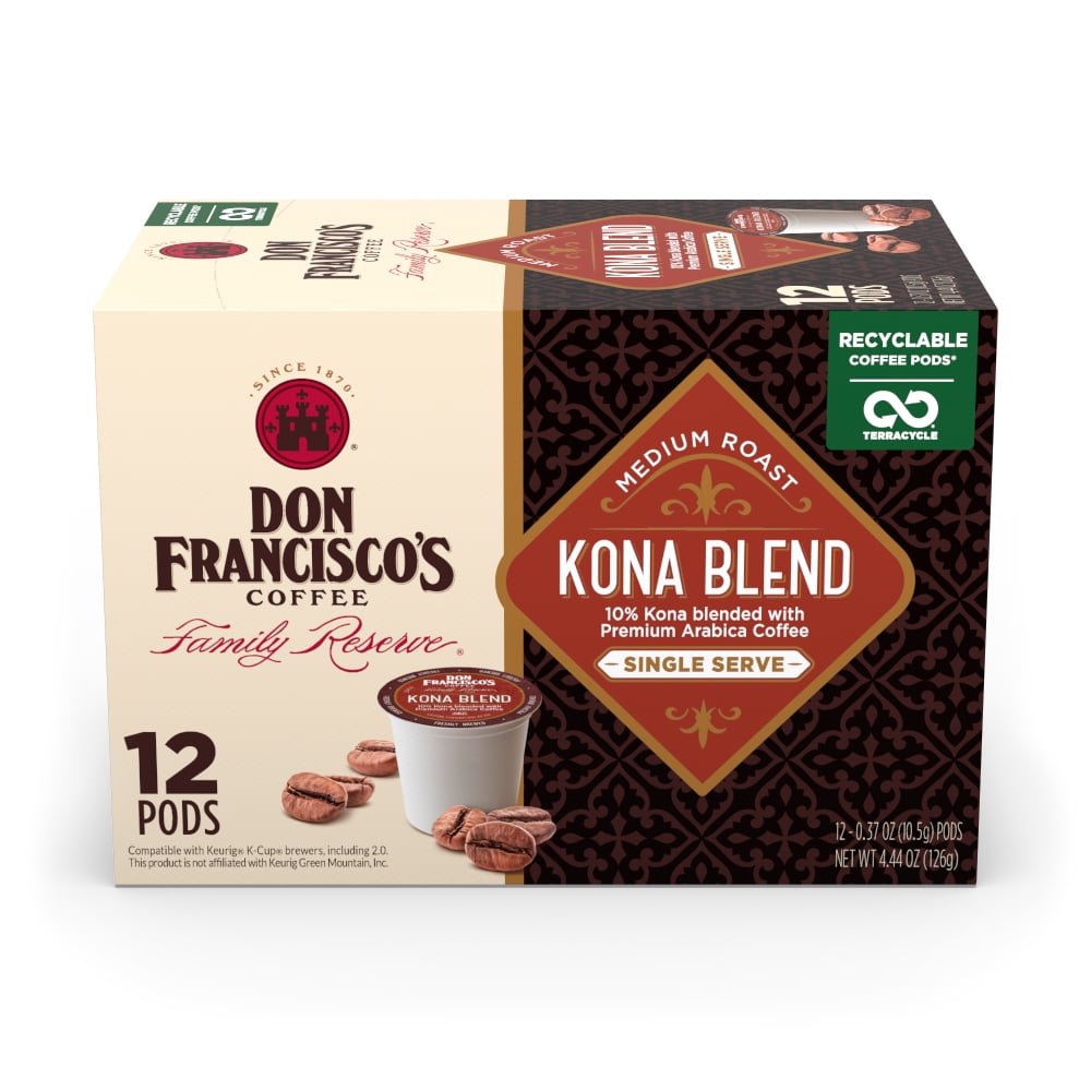 Don Francisco's Family Reserve Medium Roast Kona Blend Coffee, 12 single serve cups