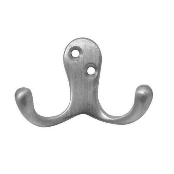 Don-Jo Manufacturing 302-619 Satin Nickel Side by Side Double Coat Hook - Satin Nickel