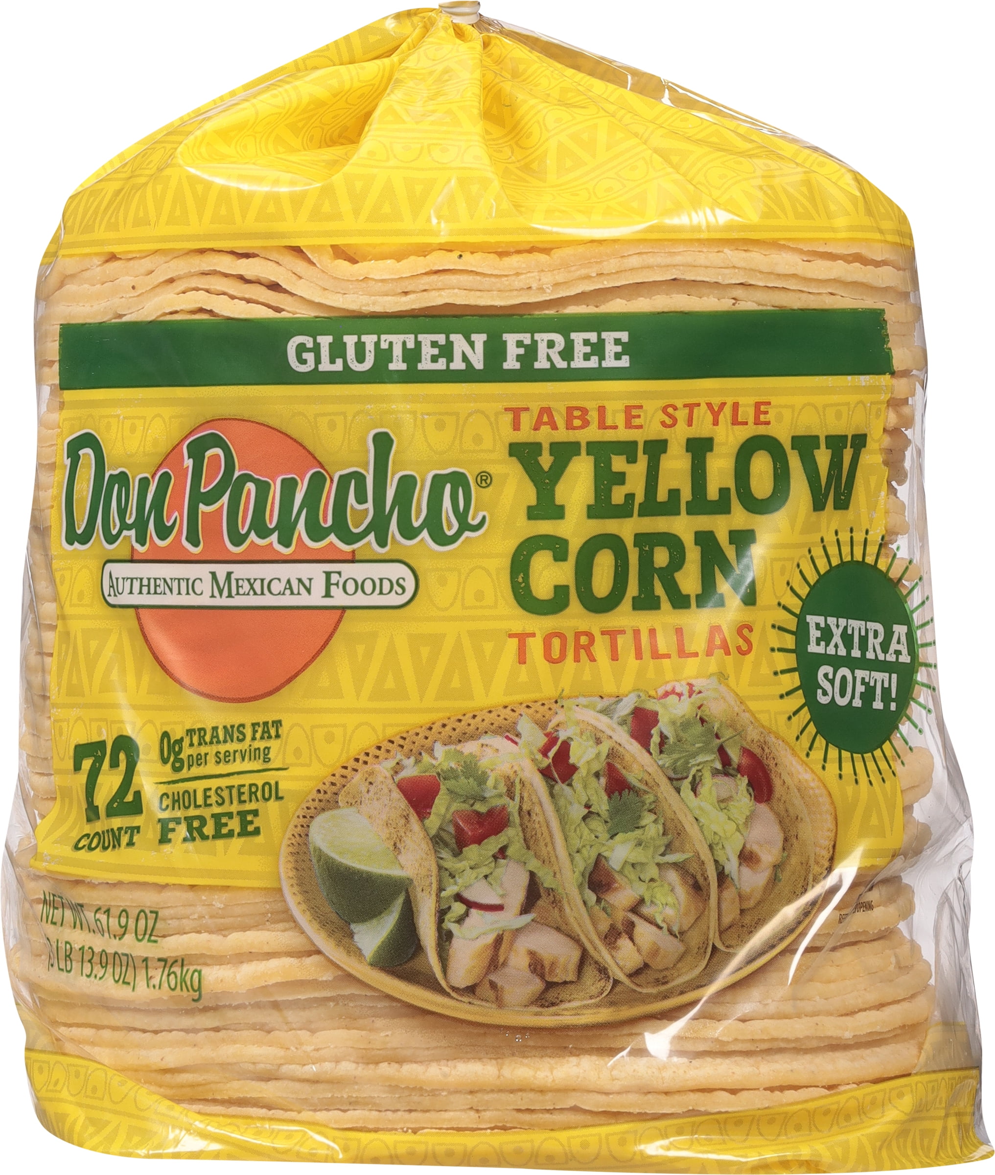 Don Pancho Yellow Thick Corn Tortilla 5.25", 61.92 oz, 72 Count
