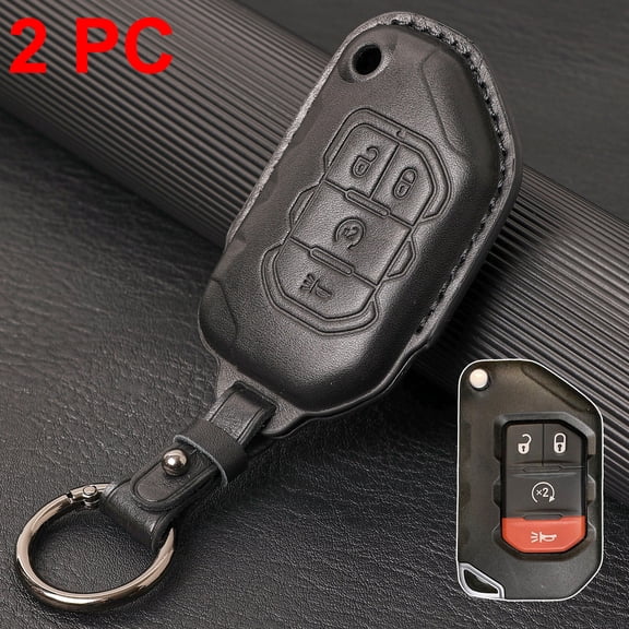 DON'T TOUCH MY KEY 2Pcs 4 Button Car Ring Key Cover Case Shell Protect for Jeep Wrangler