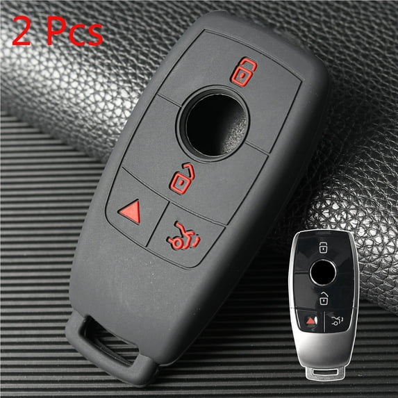 DON'T TOUCH MY KEY 2Pcs Car Key Fob Chain Case Cover Shell for Mercedes Benz C E S Class GLA GLB C63 AMG