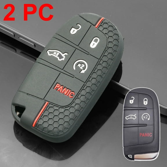 DON'T TOUCH MY KEY 2X Remote Car Key Case Cover Holder 5 Button Silicone for Dodge Journey Dart Jeep