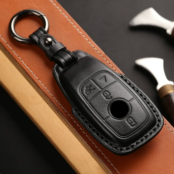 DON'T TOUCH MY KEY Genuine Leather Key Ring Case Cover Shell Holder for Mercedes Benz G S E Class