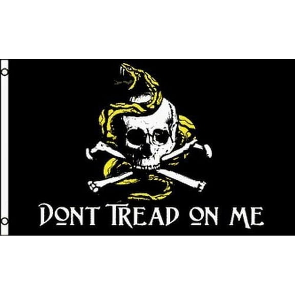 DON'T TREAD ON ME Pirate Flag 3x5 ft Skull Crossbones Gadsden Rattle Snake Dont