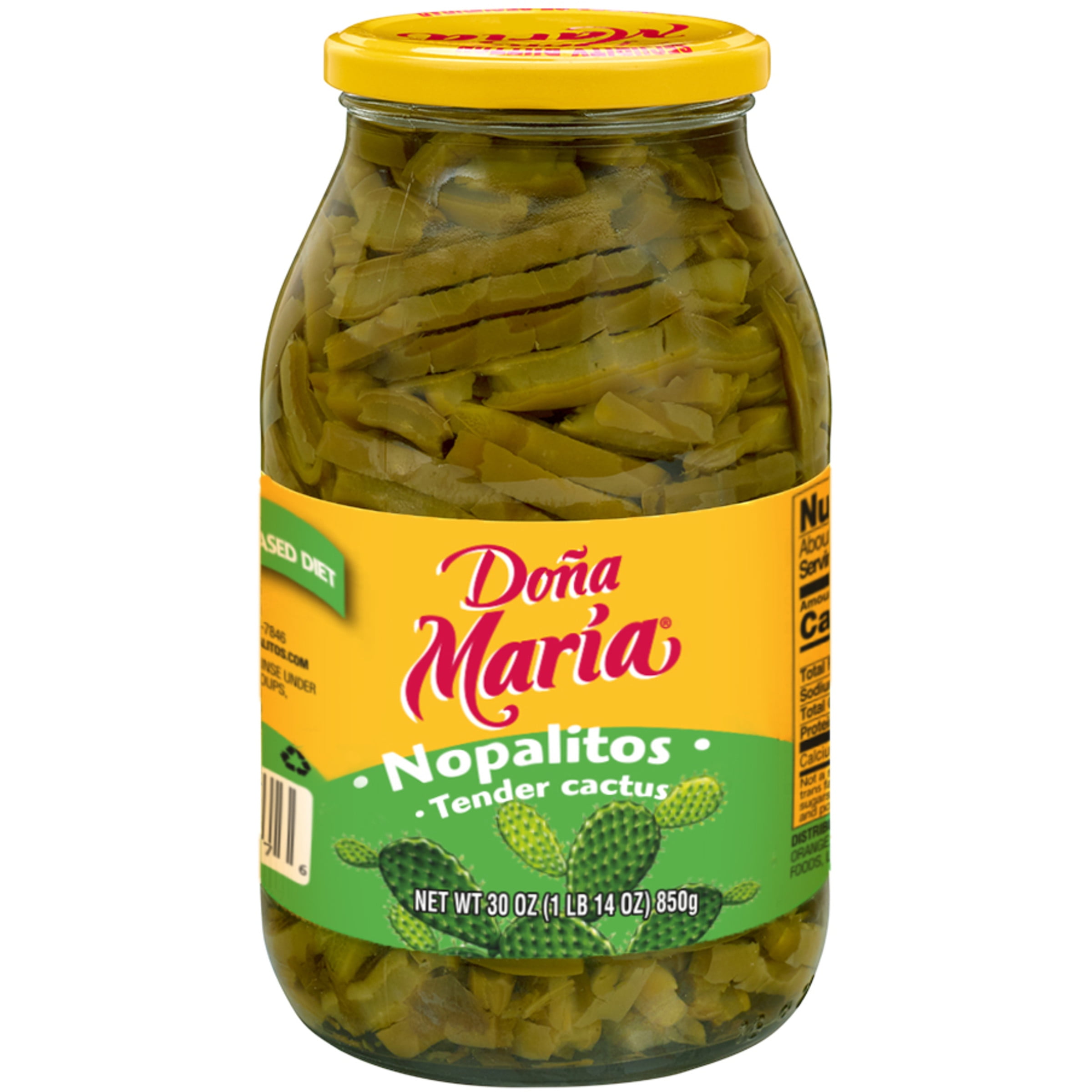 DONA MARIA Nopalitos, Tender Cactus, Shelf-Stable, Sliced, 30 oz Glass ...