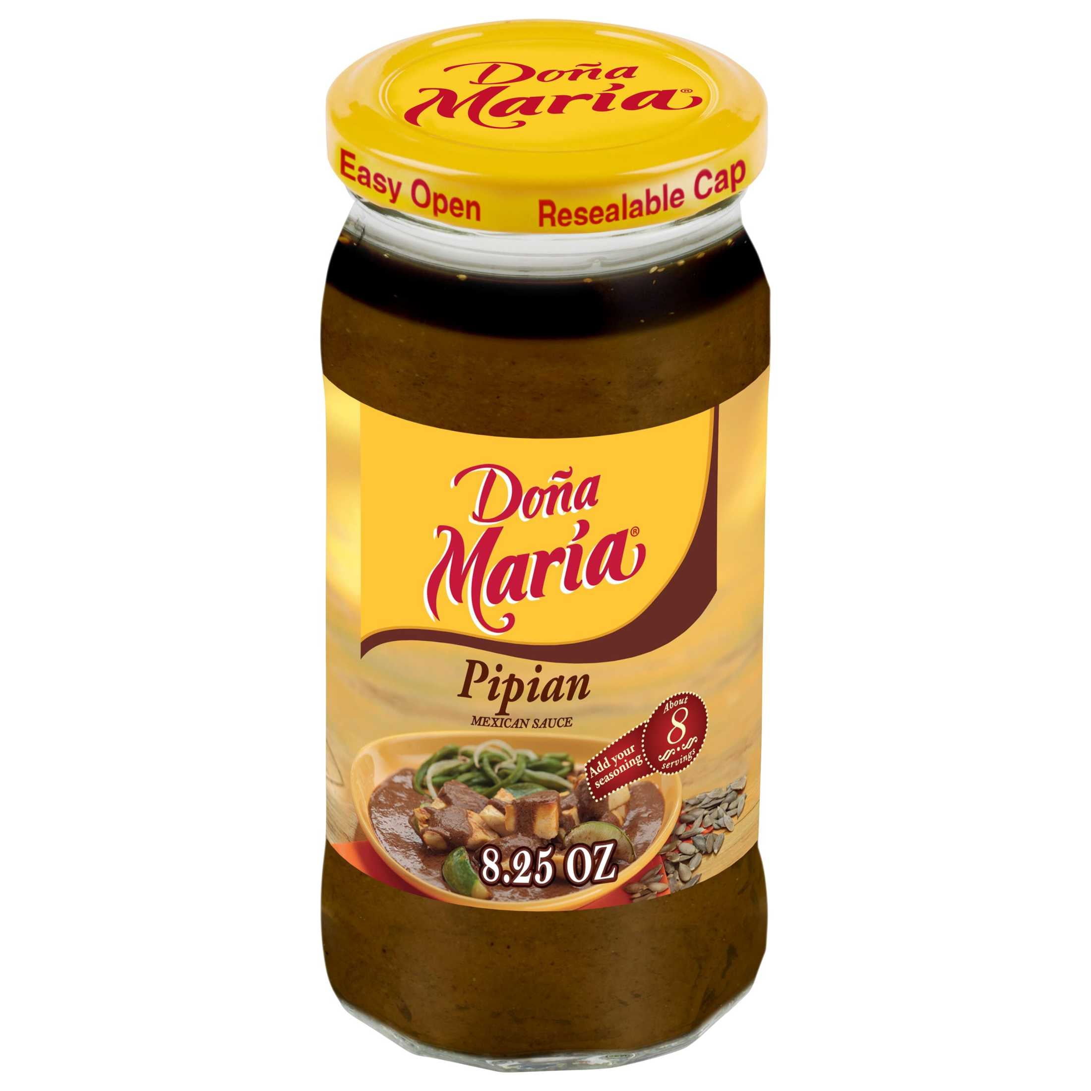 DOÑA MARÍA Pipian Mole, Cooking Sauces & Marinades, Shelf Stable, 8.25 oz Glass Jar