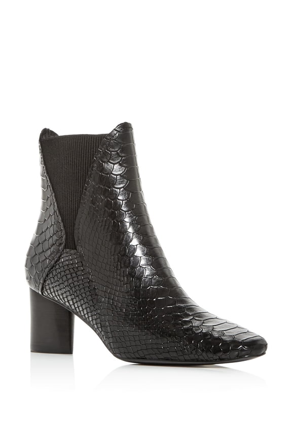 DONALD PLINER Womens Black Snake Skin Embossed Tear Drop Heel Austen Square Toe Booties 5.5 M