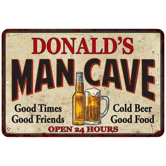 DONALD'S Man Cave Metal Sign Wall Decor Gift 8x12 208120011018