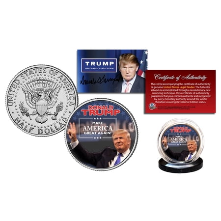 DONALD TRUMP 45th Pres *MAKE AMERICA GREAT AGAIN* Colorized JFK Half Dollar Coin