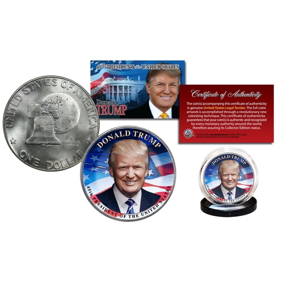 DONALD TRUMP 45th President 1976 Bicentennial IKE U.S. $1 Dollar Large Coin COA
