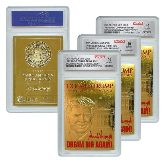 DONALD TRUMP 2025 47th President GOLD SIGNATURE Card GEM-MINT 10 *QTY 3