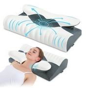 DONAMA Cervical Neck Pillow for Pain Relief Sleeping,Memory Foam Pillow with Breathable Pillowcase,Orthopedic Ergonomic Contoured Support for Side,Back and Stomach,Queen Size 23.62"×14.17"×4.72" Gray