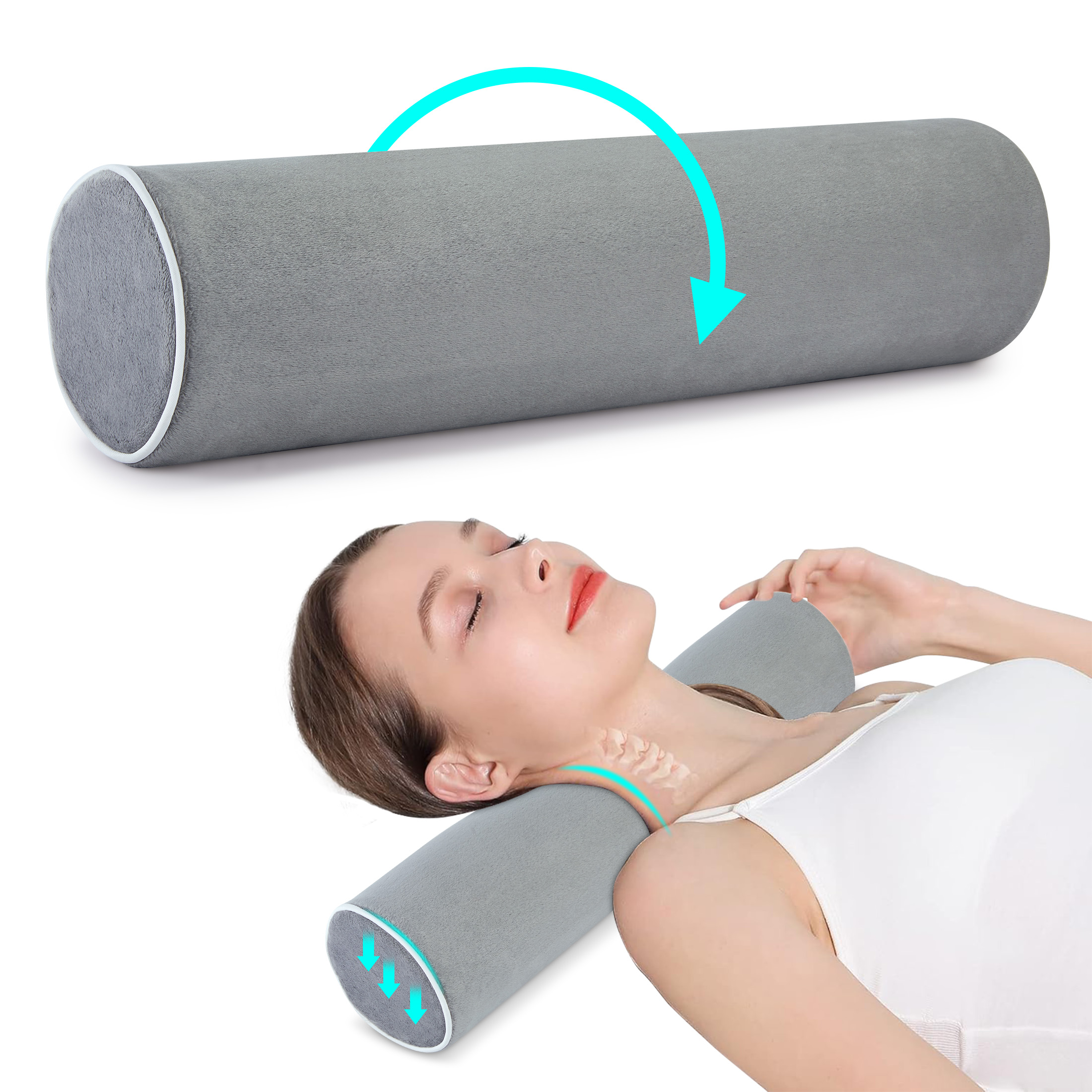 DMI Cervical Pillow for Sleeping, Medium Neck Roll Pillows for Sleeping, Chiropractic Cylinder