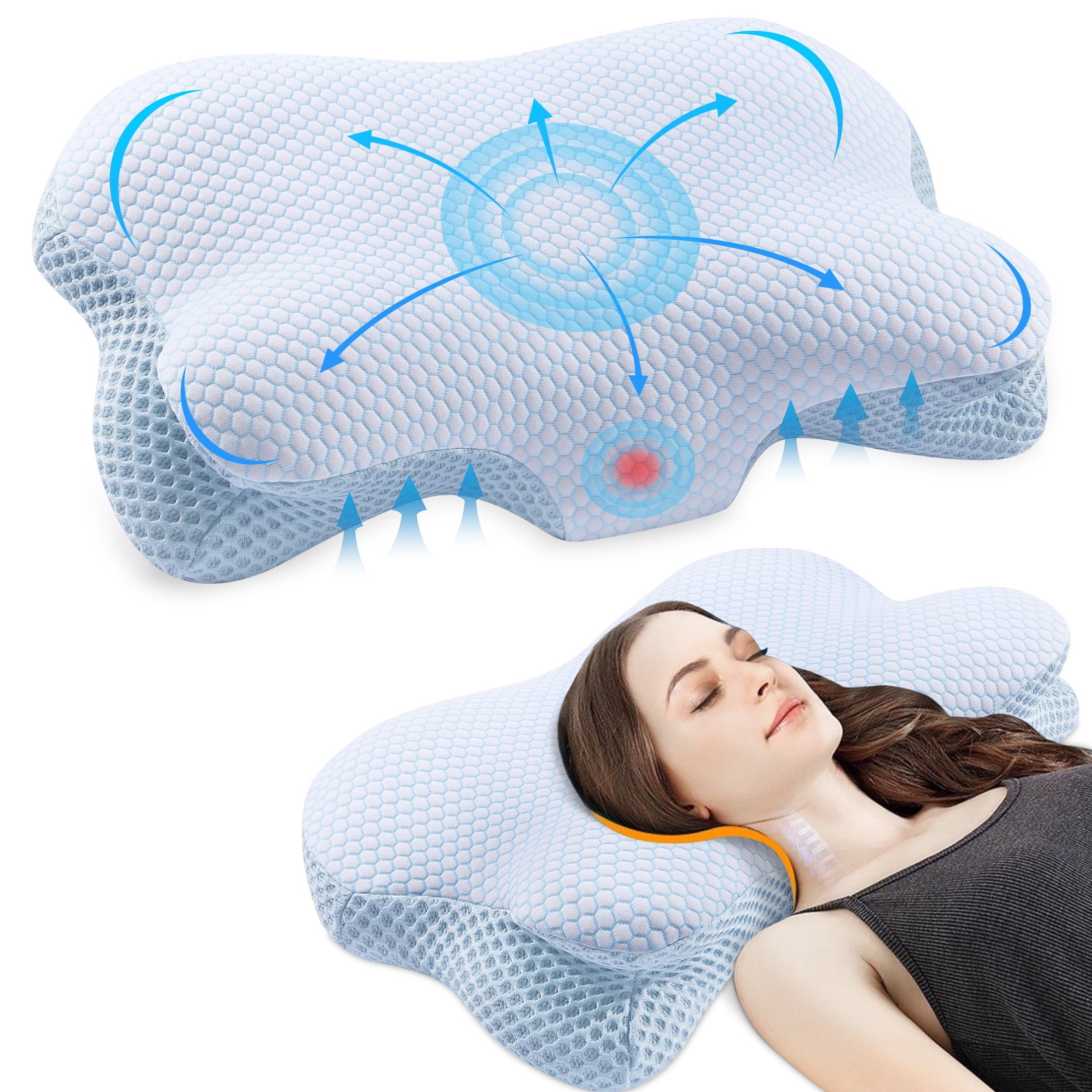 DONAMA Cervical Pillow for Neck Pain Relief,Contour Memory Foam