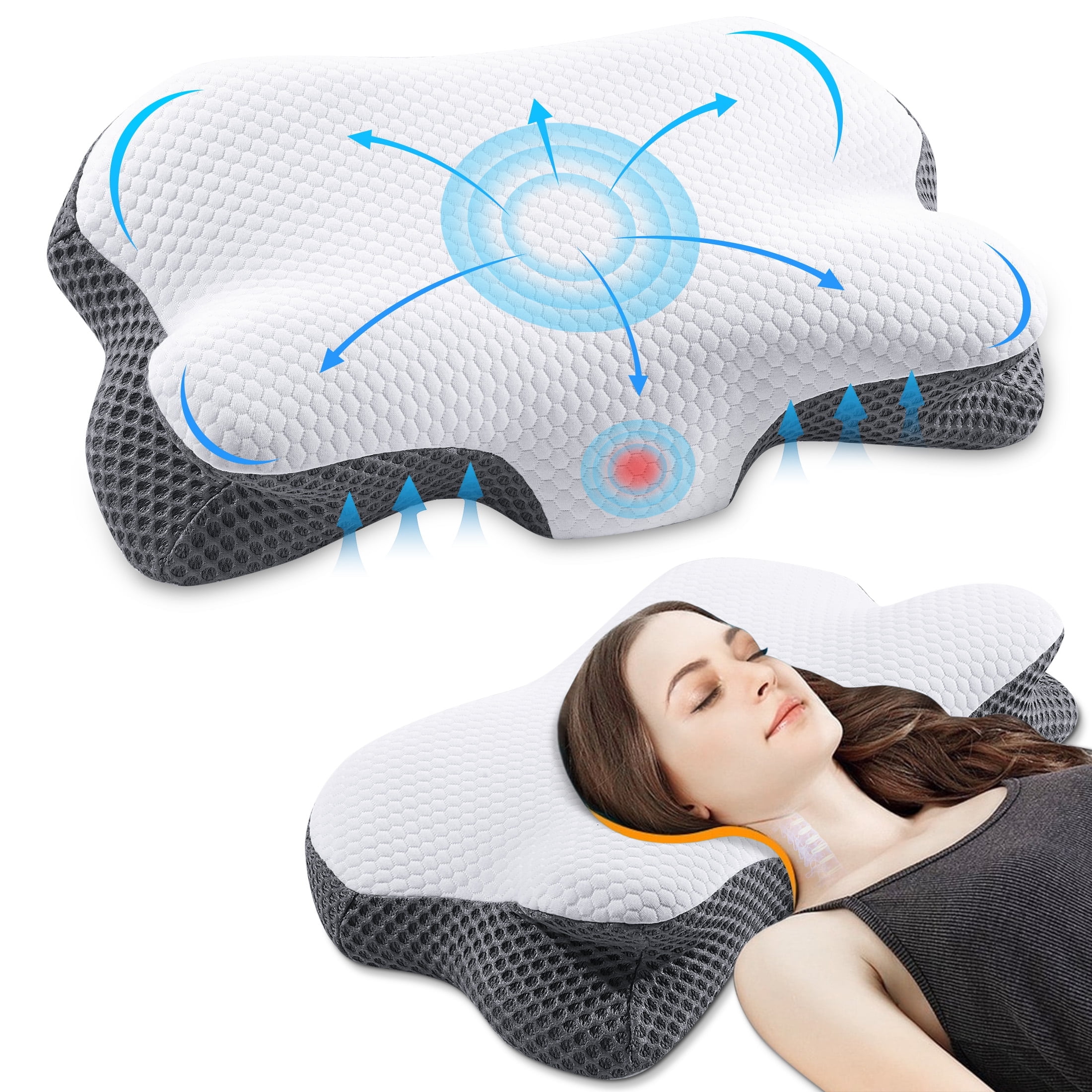 DONAMA Cervical Pillow for Neck Pain Relief,Contour Memory Foam