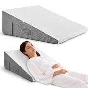 MOONORAH Wedge Pillow, Bed Wedge Pillow Headboard, Adjustable Wedge Pillow for Acid Reflux and Back Pain Relief, Sleeping, Post Surgery, Back Support Pillow for Bed Sitting Up, White/Grey