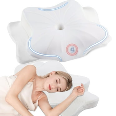 DONAMA Cervical Pillow for Neck Pain Relief,Memory Foam Pillow,Ergonomic Orthopedic Neck Support Pillow for Side Back and Stomach Sleepers with Breathable Pillowcase Queen Size 24.8"x14.9"x5.5" White
