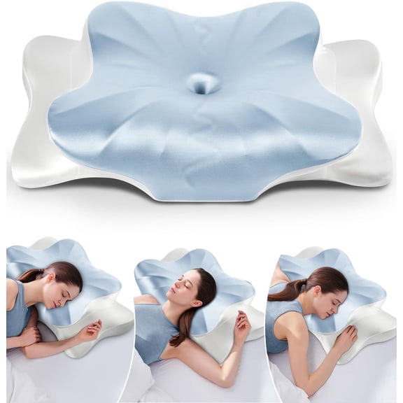 Cervical Pillow for Neck and Shoulder Pain Relief, Cooling Contour Memory Foam Pillow, Dual-Height Ergonomic Neck Support Pillow for Side Back Stomach Sleepers with Removable Pillowcase