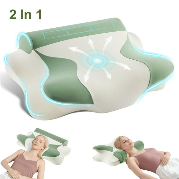 MOONORAH Cooling Bed Pillow for Neck & Shoulder Pain Relief, Cervical Support Comfort Pillow for Side Back Stomach Sleeper, Ergonomic Enhancing Contour Memory Foam Pillows for Sleeping