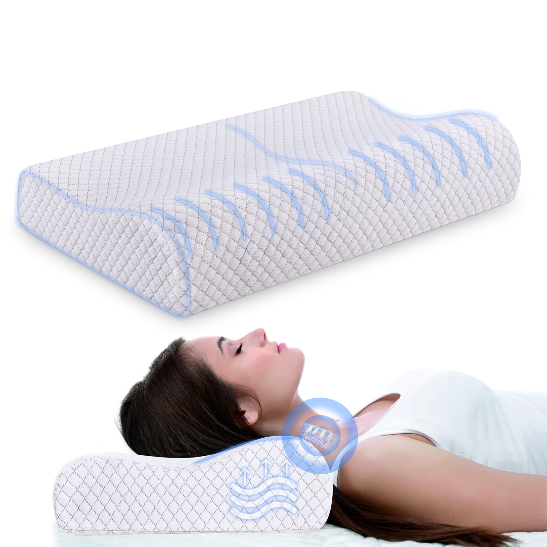 DONAMA Contour Memory Foam Pillows for Sleeping,Ergonomic Pillow for
