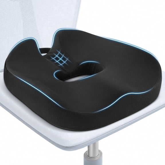 DONAMA Donut Seat Cushion, Memory Foam Coccyx Pillow for Tailbone Pain, Hemorrhoids, Pregnancy and Post Surgery Relief, Ergonomic Center Cutout Design for Office, Car, Wheelchair