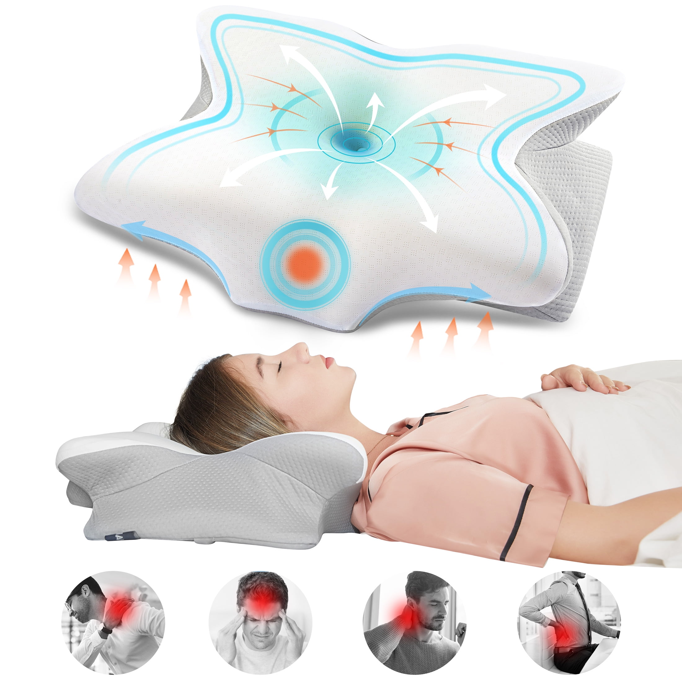 DONAMA Neck Pillow Support Pain Relief Sleeping Cervical Memory Foam
