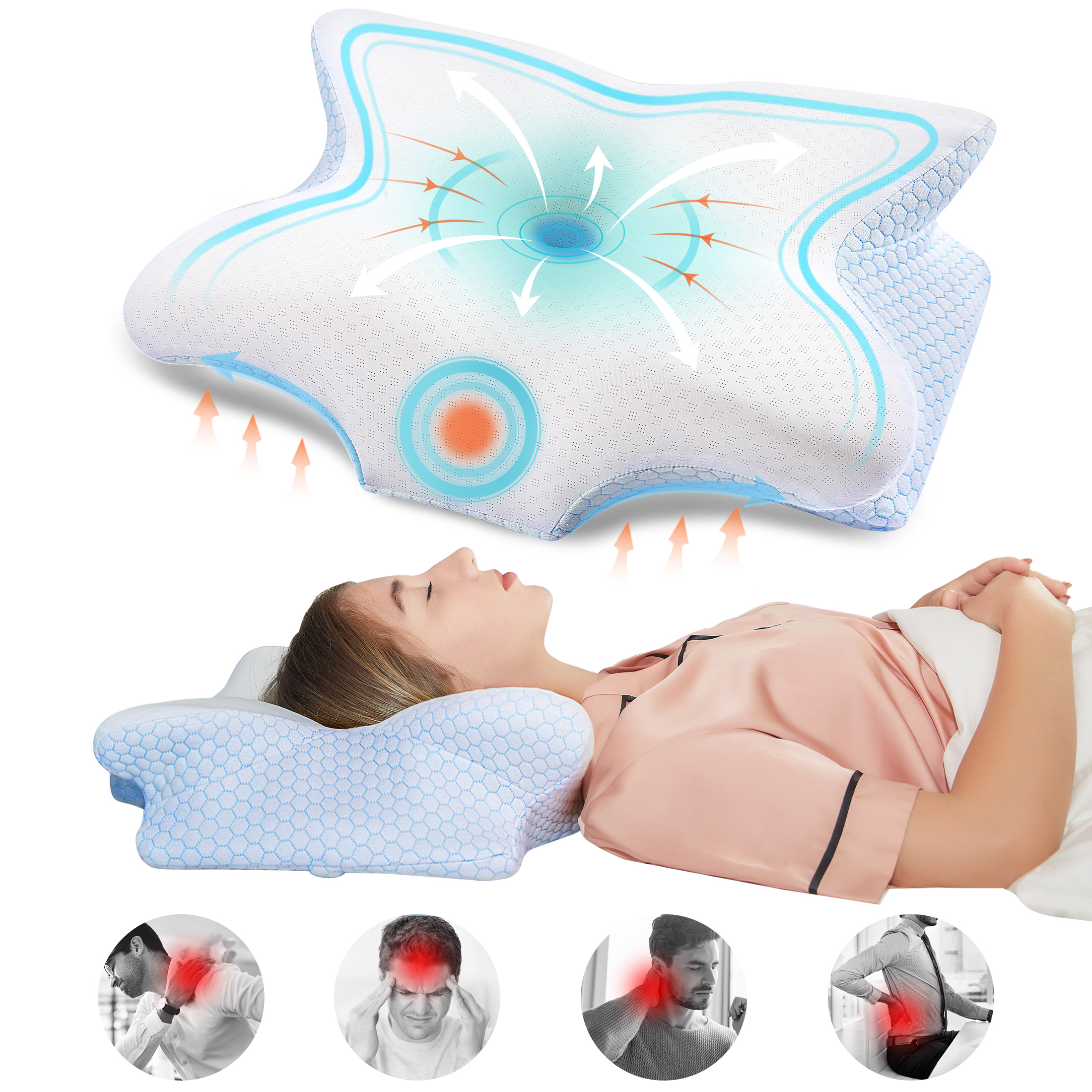 Derila King Size Cervical Memory Foam Cooling Pillow- Firm, Neck \u0026 Shoulder Pain Relief ...