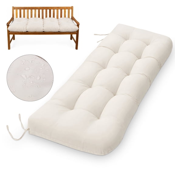 DONAMA Outdoor Bench Cushions 47" Waterproof Patio Cushion for Furniture, Thick Comfortable Seat Pad for Garden Porch Indoor Window Seat, 47"Lx20"Wx5.5"H, Beige