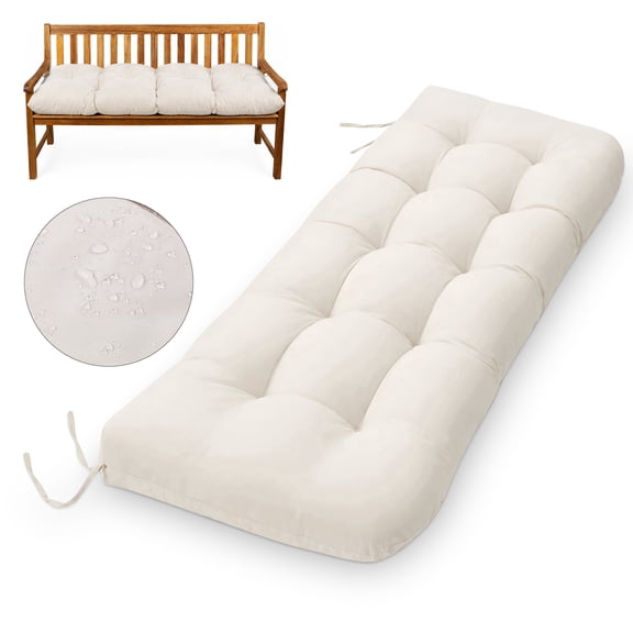 DONAMA Outdoor Bench Cushions 47" Waterproof Patio Cushion for Furniture, Thick Comfortable Seat Pad for Garden Porch Indoor Window Seat, 47"Lx20"Wx5.5"H, Beige