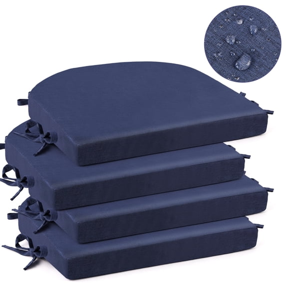 DONAMA Outdoor Seat Cushions - Waterproof - 4 Pack, 16 x 17 x 2 in, Blue