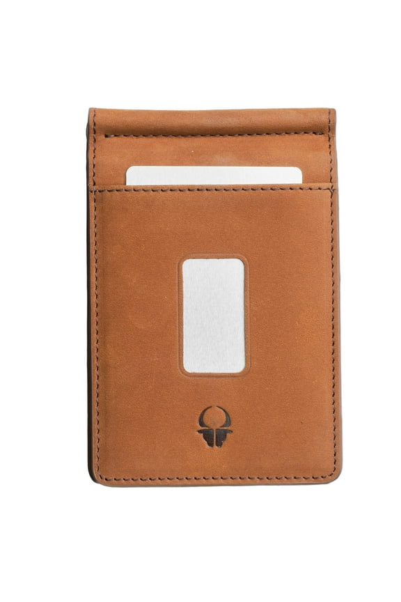 Leather RFID Wallet For Men - 8 Card Slots Slim Bifold Wallet RFID Blocking Front Pocket Wallets For Men With Money Clip - 4 inches Anti-Theft Flat, Thin & Hybrid Small Minimal Wallet - Brown