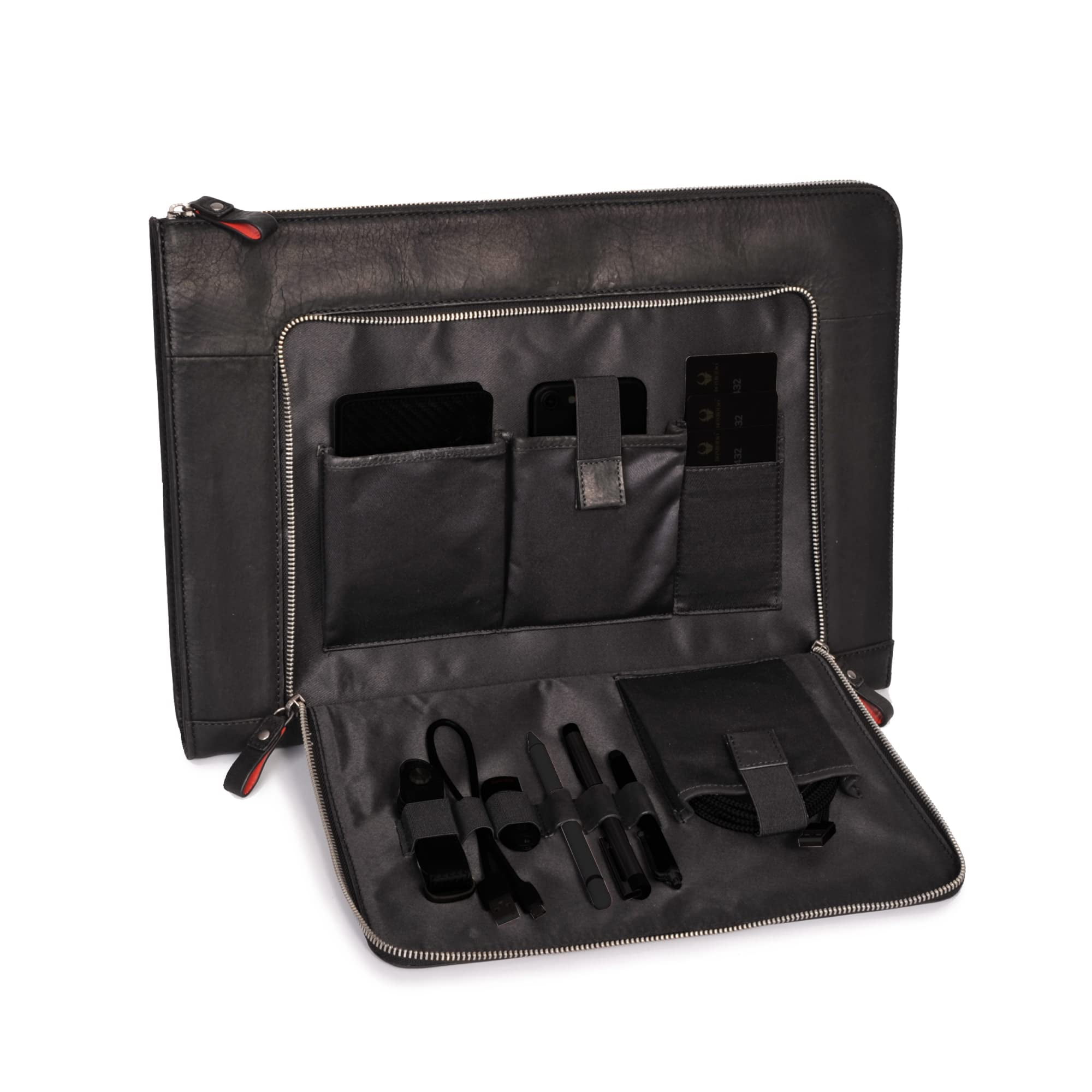 Laptophoes Lucas | Leren laptophoes met rits voor 17 inch