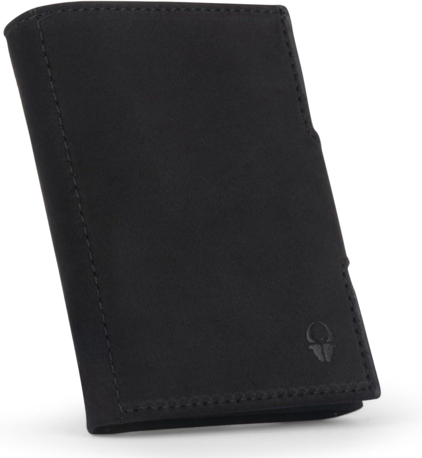 DONBOLSO Vintage Black Wallet - Modern Slim Trifold with RFID Protection, Up to 11 Cards, Genuine Leather for Men and Women Without Coin Pocket