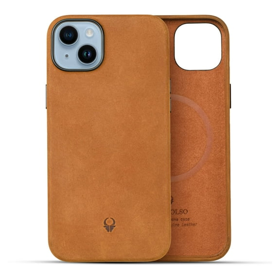DONBOLSO Vintage Brown Leather iPhone 14 Max Case - MagSafe Compatible - Lip Screen Protection - Elegant Soft Grip - Strong Magnetic Phone Cover
