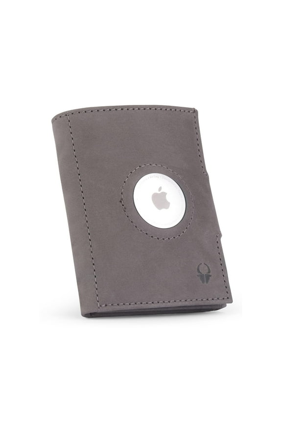 Wallet Air I Slim AirTag Wallet with Apple AirTag Holder I Stylish Leather Card Holder with RFID Protection I For Men and Women I Holds up to 11 Credit Cards I Vintage Grey