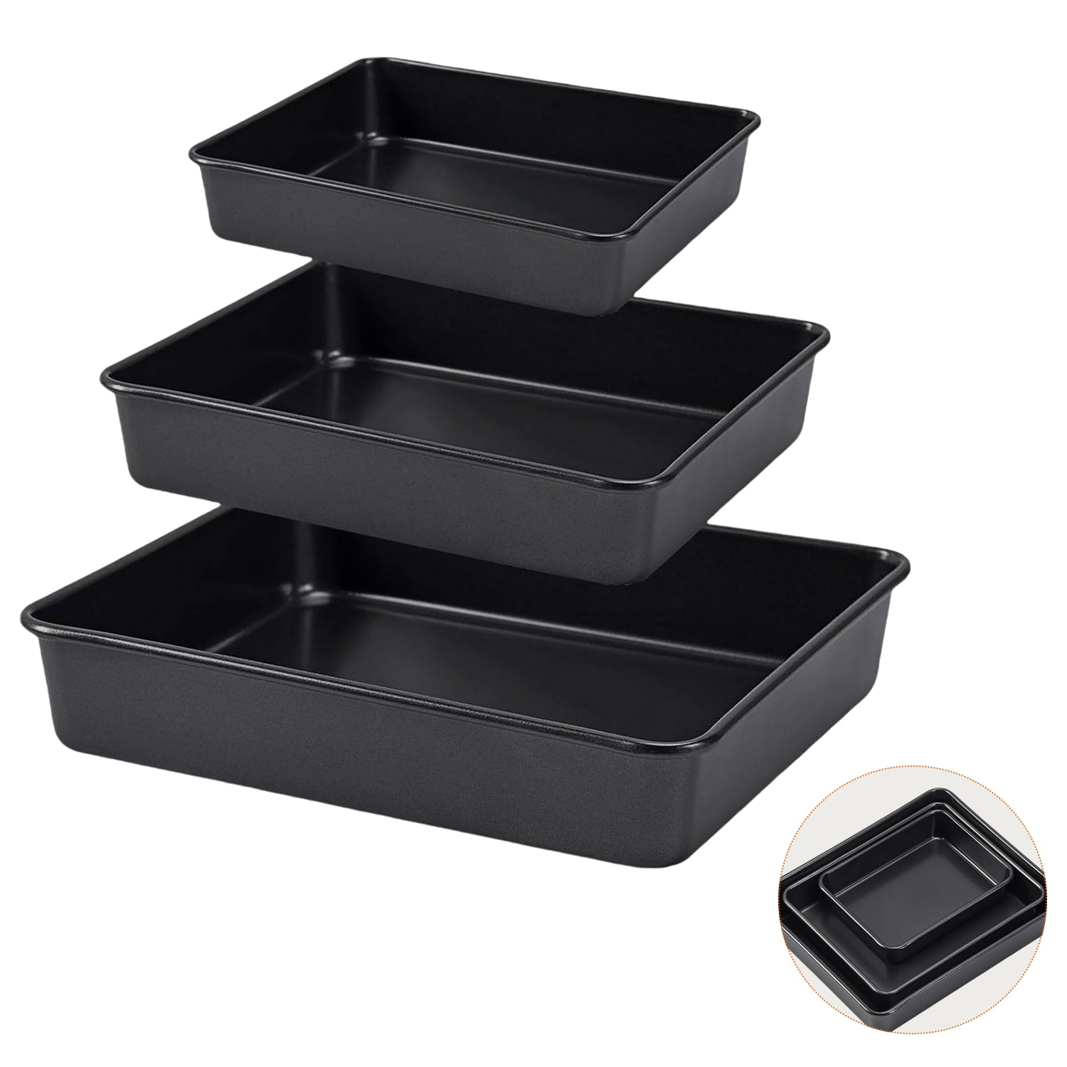 Donepart 3-Piece Deep Baking Pan Set, 9/11/13 Inch Heavy Duty Nonstick Bakeware for Lasagna, Roasting, Meal Prep - Walmart.com
