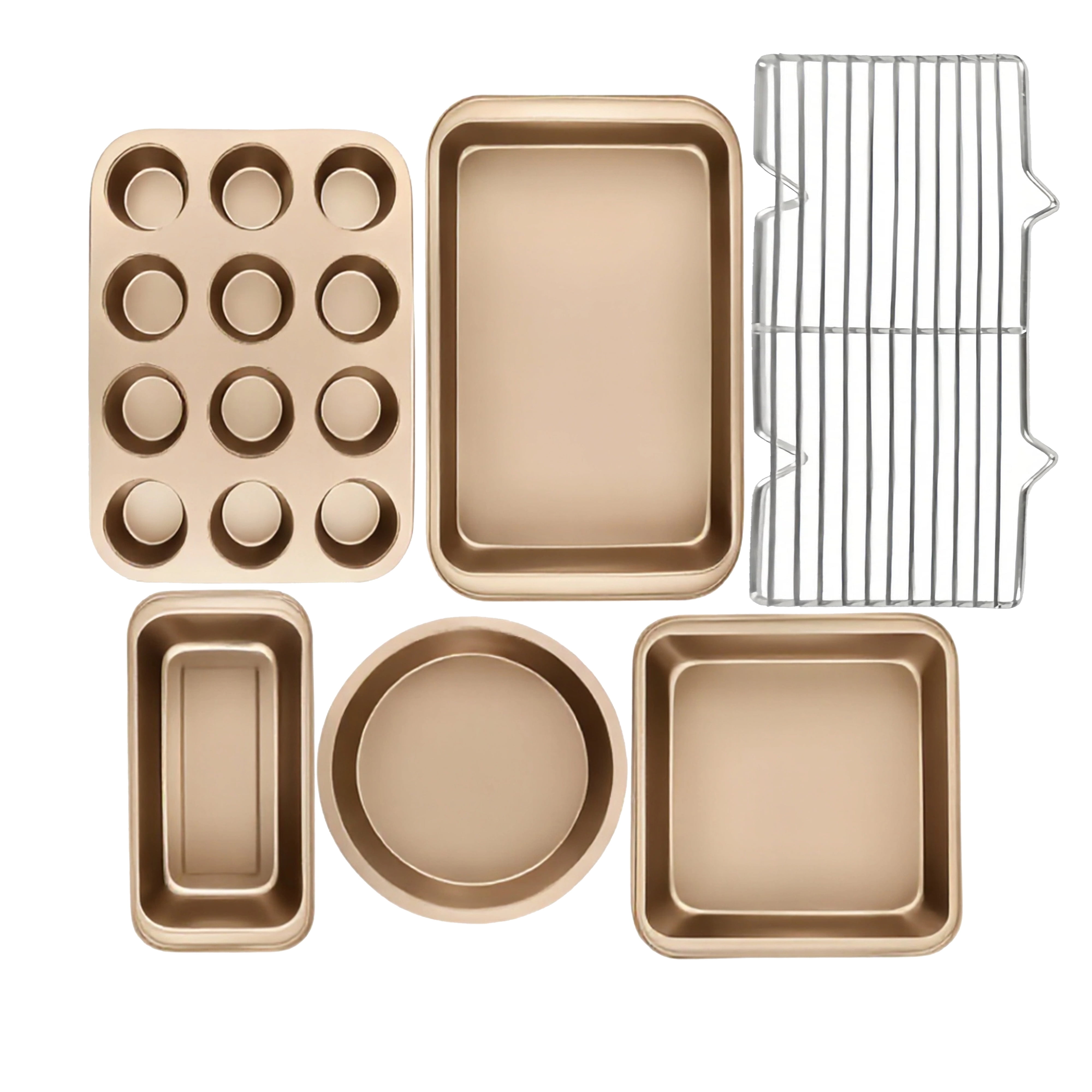 Donepart 6-Piece Non-Stick Bakeware Sets Including Rack, Cookie Sheet, Cake Pans, Loaf Pan, Muffin Pan, Pizza Pan - Walmart.com