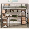 DONFU Full Size Metal Loft Bed with Desk, Bookcase and Storage