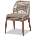 DONFU Jennifer Gray Woven Rope Mahogany Dining Side Chair